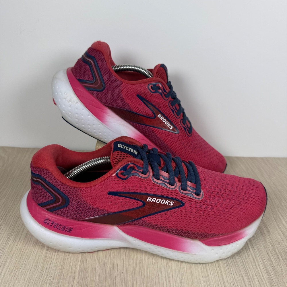 Running Shoes Brooks Womens 8.5 Pink Glycerin 21 Neutral Cushion Road Trainers